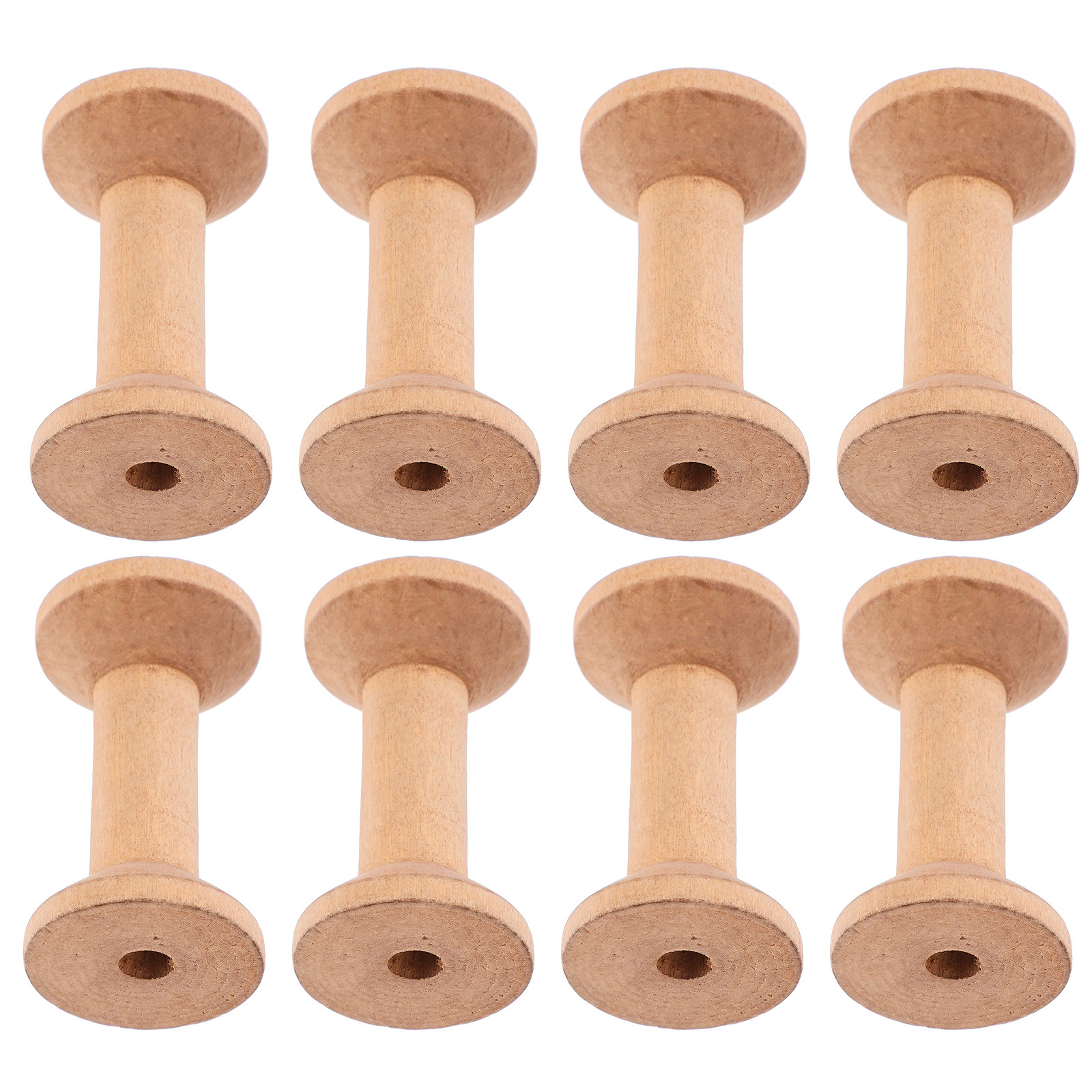 Embroidery Thread - 8Pcs Barrel Shaped Wooden Spools 70x40mm