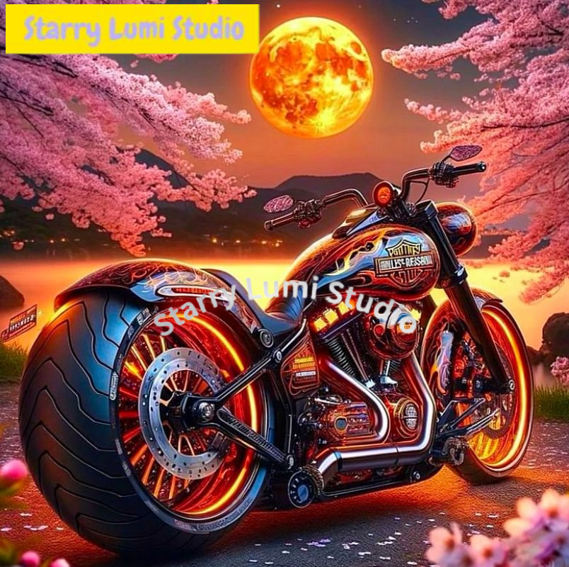 Embroidery Wall Art - Motorcycle 5D DIY Diamond Painting Cross