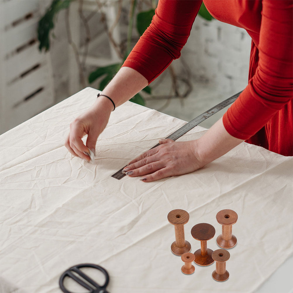 Embroidery Thread - 7Pcs Wooden Bobbins Set Space Saving
