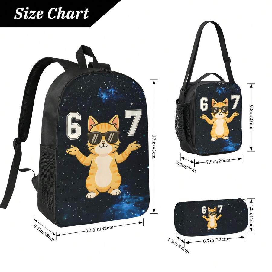 Embroidery Cat - 67 Funny Cat Meme Backpack Set