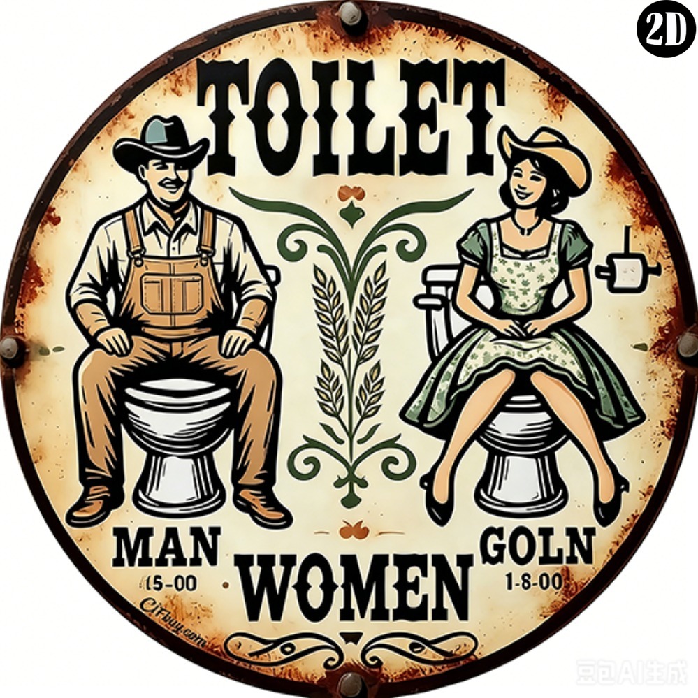 Vintage Cowboy Toilet Round Me - Embroidery Wall Art recensione e prezzo