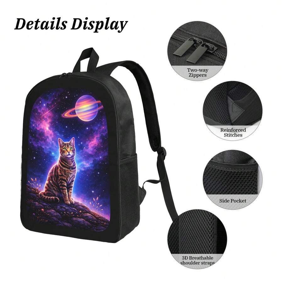 Starry Sky Cat Print Backpack  - Embroidery Cat recensione e prezzo