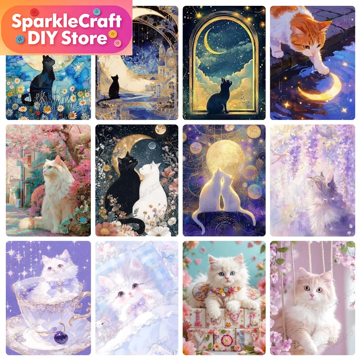 Animal Cat Moon Diamond Painti - Embroidery Cat recensione e prezzo