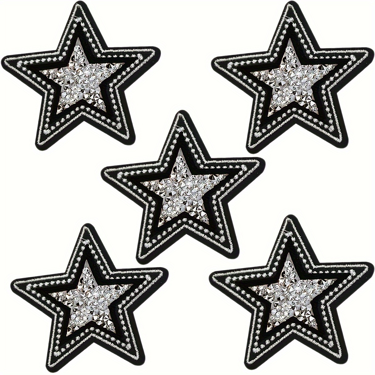 5 PCS Black and White Twinkle  - Embroidery Jacket Jeans recensione e prezzo