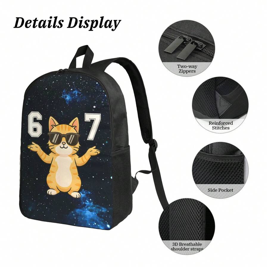 67 Funny Cat Meme Backpack Set - Embroidery Cat recensione e prezzo