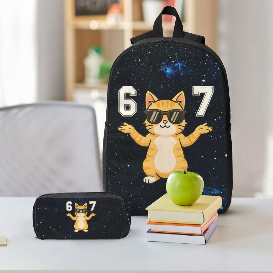 67 Funny Cat Meme Backpack Set - Embroidery Cat recensione e prezzo