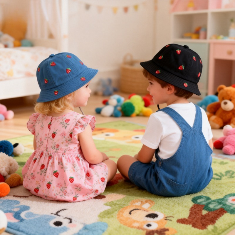 Girl Fisherman Hat with Strawb - Embroidery Cap recensione e prezzo