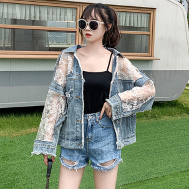 Autumn Fashion Streetwear Lace - Embroidery Jacket Jeans recensione e prezzo