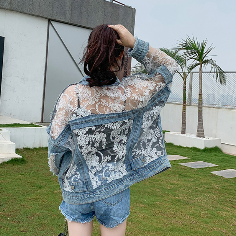 Autumn Fashion Streetwear Lace - Embroidery Jacket Jeans recensione e prezzo