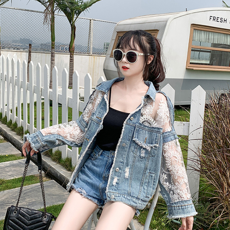 Autumn Fashion Streetwear Lace - Embroidery Jacket Jeans recensione e prezzo