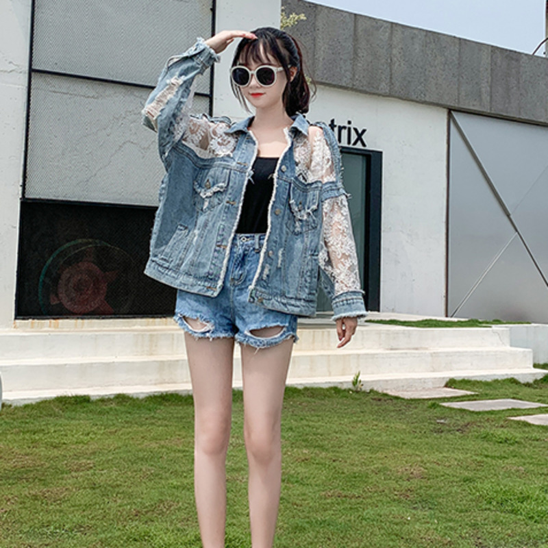 Autumn Fashion Streetwear Lace - Embroidery Jacket Jeans recensione e prezzo