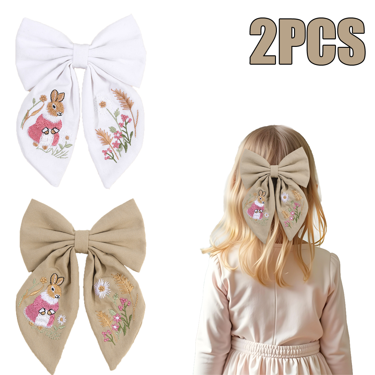 Rabbit Embroidery Bow Hair Cli - Embroidery Rabbit recensione e prezzo