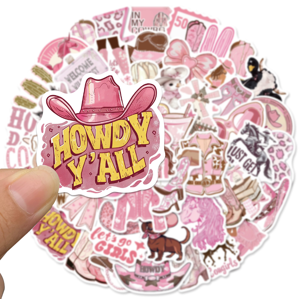 50PCS Pink Cowgirl Stickers Wa - Embroidery Wall Art recensione e prezzo