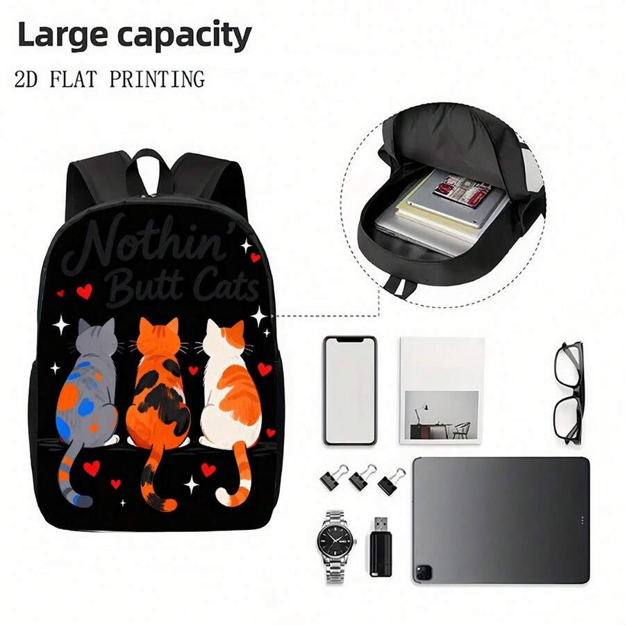 Three Cat Print Backpack With  - Embroidery Cat recensione e prezzo