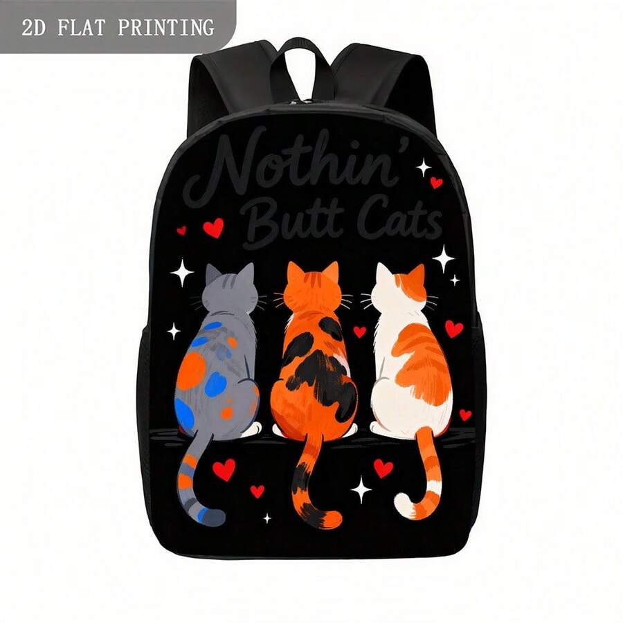 Three Cat Print Backpack With  - Embroidery Cat recensione e prezzo