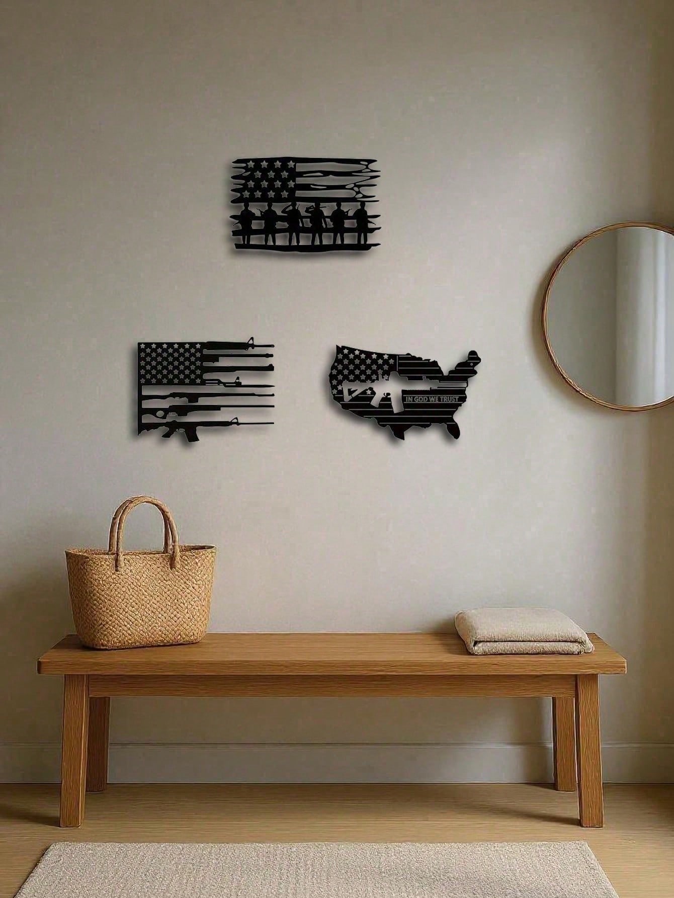 Vintage 3 Piece American Flag  - Embroidery Wall Art recensione e prezzo