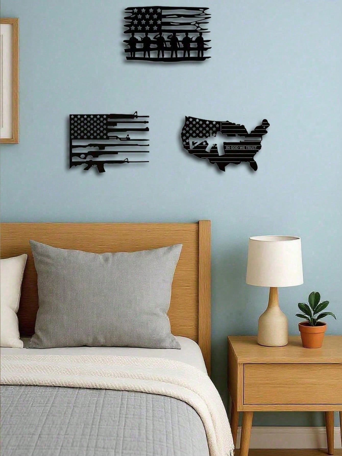 Vintage 3 Piece American Flag  - Embroidery Wall Art recensione e prezzo