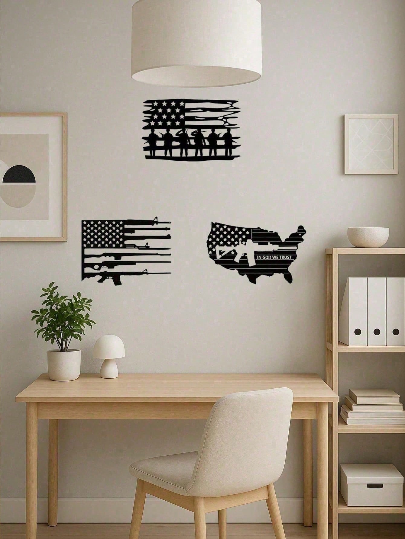 Vintage 3 Piece American Flag  - Embroidery Wall Art recensione e prezzo