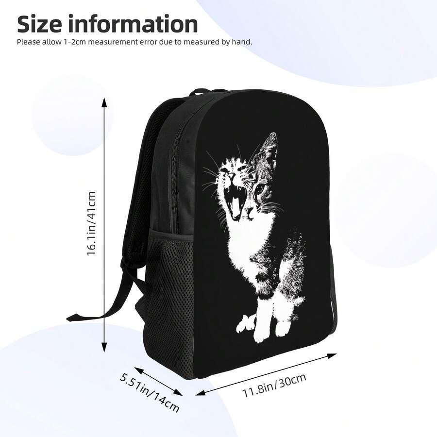 Black Cat Print Backpack With  - Embroidery Cat recensione e prezzo
